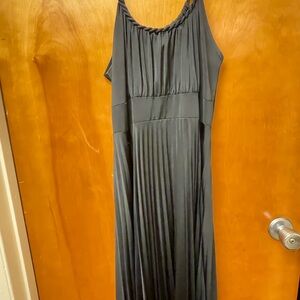 Soprano Black Pleated Maxi Dress with Braided Neckline